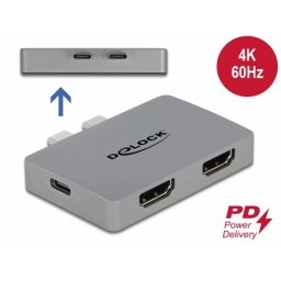 Adaptor Delock MacBook 2 x USB type C la 2 x HDMI 4K60Hz + 1 x USB-C PD 100W Gri