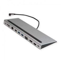 Docking Station VALUE USB 3.2 Gen1 type C la HDMI/DP 4K/VGA/USB/Card Reader/PD/LAN/Audio Gri