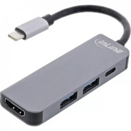 Docking Station InLine USB 3.2-C la HDMI 4K30Hz/2 x USB-A + PD 87W Gri