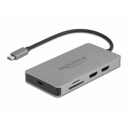 Docking Station Delock USB type C la Dual HDMI MST 4K / USB 3.2 / SD / LAN / PD 3.0 Gri