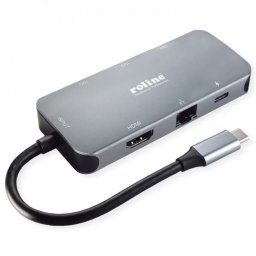 Docking Station ROLINE USB 3.2 Gen2 Type C la HDMI 4K30Hz/2x USB 3.2-A/1x USB Type C PD 100W/Gigabit LAN Gri