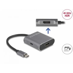 Adaptor Delock USB type C (DP Alt Mode) Displayport MST/HDMI 4K60Hz + PD Gri