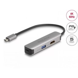 Adaptor Delock USB type C la HDMI 4K60Hz + USB-A + USB-C 92W Gri