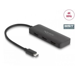 Multiplicator Delock USB type C (DP Alt Mode) la 3 x HDMI MST 4K60Hz Negru
