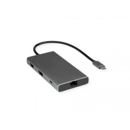 Docking Station VALUE USB type C la HDMI +DP 4K60Hz/2xUSB 3.2-A/USB type C/LAN RJ45 + PD Gri