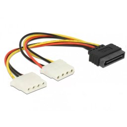 Cablu Alimentare Delock SATA 15-pini 2x Molex 4-pini T-M