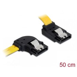 Cablu Delock SATA III 6 Gb/s Unghi Stanga Sus Fixare 50cm Galben