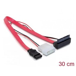 Cablu Delock Micro SATA SATA 7-pini + Alimentare Molex Unghi Rosu