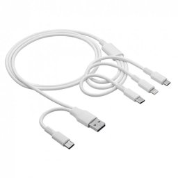 Cablu AKYGA AK-USB-52 USB-A / USB Type C la Micro USB / USB Type C / Lightning 1.2m Alb