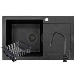 Set Chiuveta Pyramis Pyragranite Sparta Plus Baterie Idea Black si Cos Extensibil