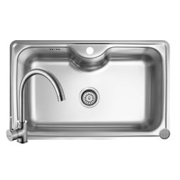 Set Chiuveta Pyramis Inset 1B 80x50 LN si Baterie Bello Crom Inox