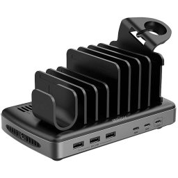 Statie Incarcare Lindy 160W 6-Port USB 3x USB-A + 3x USB-C Negru