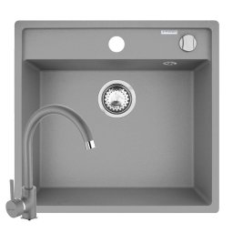 Set Chiuveta Pyramis Granit Camea 53x50 si Baterie Eco Bello Grey