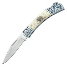 Briceag Pliabil Joker JKR0112 Motiv Mistret Lama Otel 7CM Sistem Lock Back Argintiu