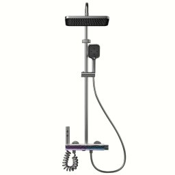 Set de Dus iHunt MZ130GR cu Baterie Display LED Afisaj Digital 4 Moduri Argintiu