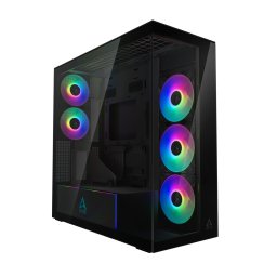 Carcasa ARCTIC Xtender Mirror BK VG Mid Tower Max 8xfan 3xP14 ProR ARGB si 2xP12Pro ARGB Instalate PSU shroud 24 LED ARGB USB-C x 1 USB 3.2 x 2 Audio+Mic 7 Sloturi Expans Negru