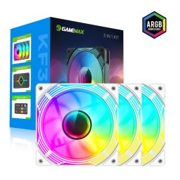 Set 3 Ventilatoare Gamemax KF300 120MM ARGB PWM Alb