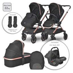 Carucior Lorelli Set 3 in 1 Reya Maner Reversibil pana la 22Kg Negru Jasper