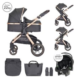 Carucior Lorelli Set 3in1 Viola Cos Auto Spirit Inclus Transformabil Sezut Reversibil pana la 22 Kg Black