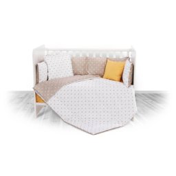 Set Lenjerie Lorelli 8 Piese pentru Patut 70x140CM Bumbac Ranforce Crowns Latte