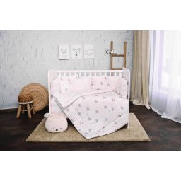 Set Lenjerie Lorelli Lily 7 Piese pentru Patut 60x120CM Bumbac Ranforce Blue Aeroplane