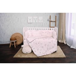 Set Lenjerie Lorelli Lily 7 Piese pentru Patut 60x120CM Bumbac Ranforce Beige Bunnies
