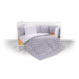 Set Lenjerie Lorelli Lily 7 Piese pentru Patut 60x120CM Bumbac Ranforce Clouds Grey