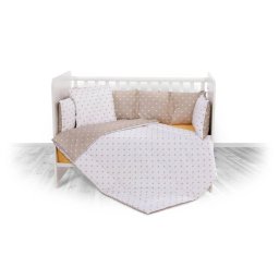 Set Lenjerie Lorelli Lily 7 Piese pentru Patut 60x120CM Bumbac Ranforce Crowns Latte