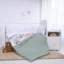 Set Lenjerie Lorelli Trend 8 Piese Bumbac Ranforce Happy Friends Mint