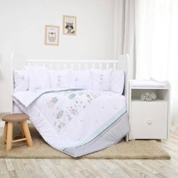 Set Lenjerie Lorelli Trend 8 Piese Bumbac Ranforce Giraffe Multicolor