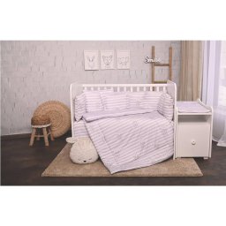 Set Lenjerie Lorelli Trend 8 Piese Bumbac Ranforce Grey Striped