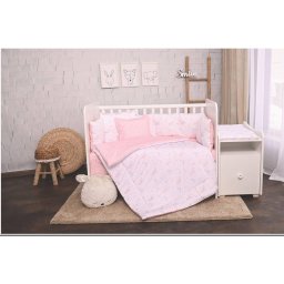 Set Lenjerie Lorelli Trend 8 Piese Bumbac Ranforce Pink Moons & Stars
