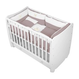 Set Lenjerie cu Broderie Lorelli Jersey 15 Piese pentru Patut 60x120CM Za Za Beige