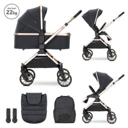 Carucior Set 2 in 1 Lorelli Reya Cos Individual cu Maner de Transport Maner si Sezut Reversibile pana la 22 Kg Black