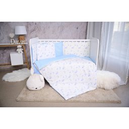 Set Lenjerie Lorelli Smile pentru Patut 60x120CM Bumbac Ranforce Moon & Stars Blue