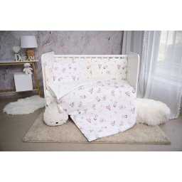 Set Lenjerie Lorelli Smile pentru Patut 60x120CM Bumbac Ranforce Beige Bunnies