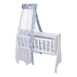 Set Lenjerie pentru Patut Balansoar Lorelli First Dreams 7 Piese Bumbac Ranforce Blue Grey Mist Stars