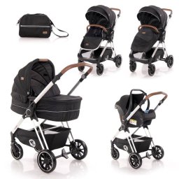 Carucior Lorelli Set 3 in 1 Angel Cadru din Aluminiu Cos Auto Landou Separat Black