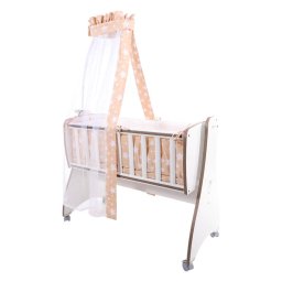 Lorelli Set lenjerie pat balansoar First Dreams, 7 piese, bumbac ranforce, Beige Stars