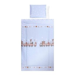 Set Lenjerie pentru Patut Lorelli 4 Piese Bumbac Ranforce Train Blue