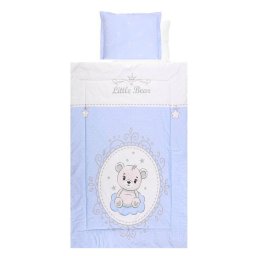 Set Lenjerie pentru Patut Lorelli 4 Piese Bumbac Ranforce Little Bear Blue