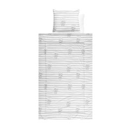 Set Lenjerie pentru Patut Lorelli 4 Piese Bumbac Ranforce Grey Striped