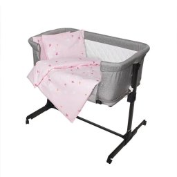Set Lenjerie pentru Patut Lorelli Eva 5 Piese Bumbac Ranforce Butterflies Pink