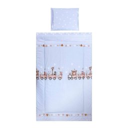 Lenjerie Patut Lorelli Cosy 3 Piese Bumbac Ranforce Train Blue