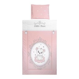 Lenjerie Patut Lorelli Cosy 3 Piese Bumbac Ranforce Little Bear Pink