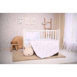 Lenjerie Patut Lorelli Cosy 3 Piese Bumbac Ranforce Moon & Stars Blue
