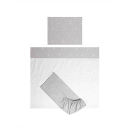 Set Lenjerie Lorelli Tiny Dream pentru Patut 60x120CM 3 Piese Bumbac Ranforce Bear Grey