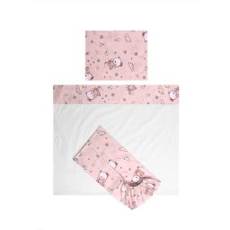 Set Lenjerie Lorelli Tiny Dream pentru Patut 60x120CM 3 Piese Bumbac Ranforce Pink Ballerina Bear