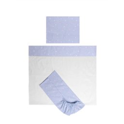 Set Lenjerie Lorelli Tiny Dream pentru Patut 60x120CM 3 Piese Bumbac Ranforce Train Blue