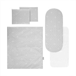 Set Lenjerie pentru Carucior Lorelli 6 piese cu Protectie Impermeabila Little Bear Grey